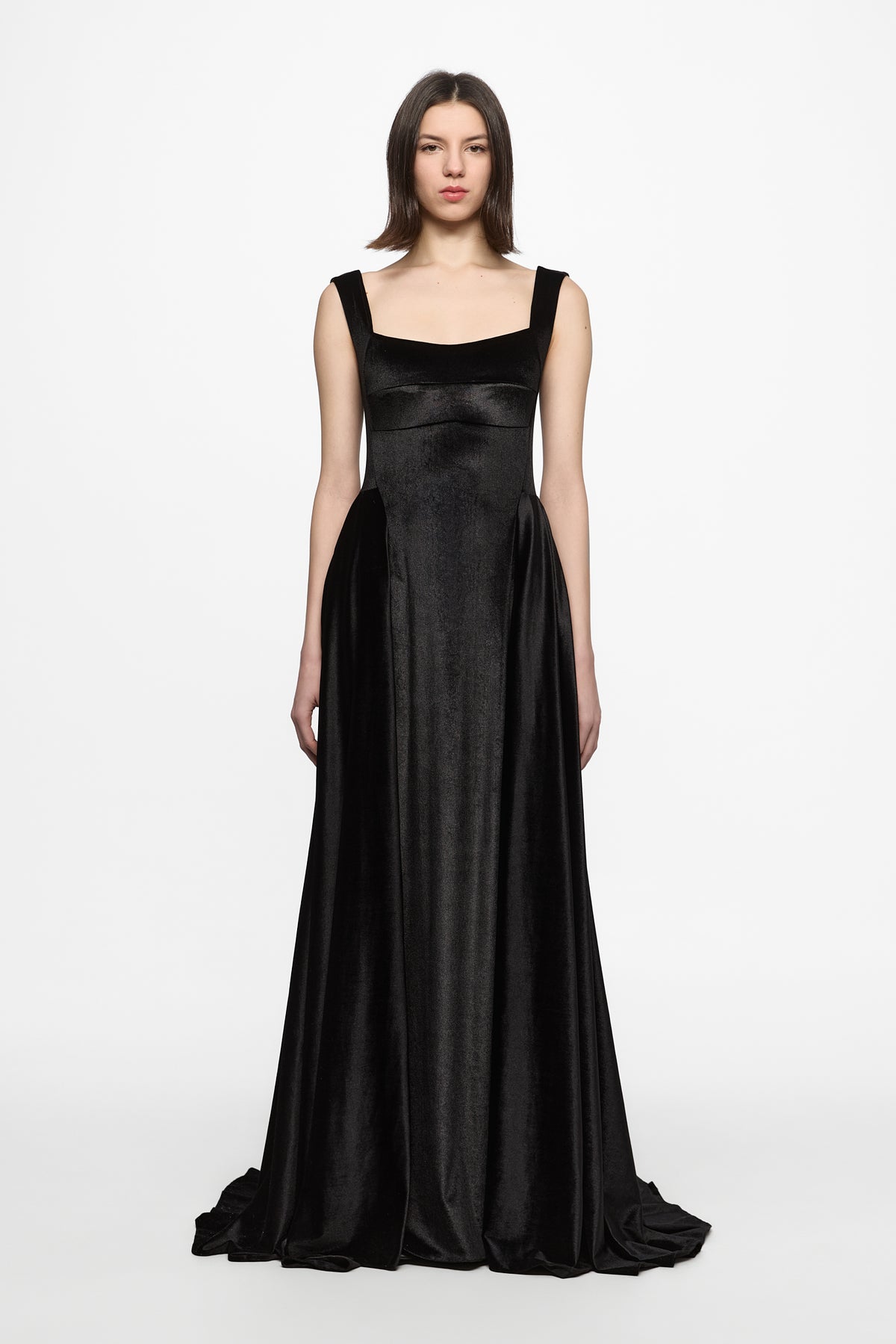 V-back velvet gown