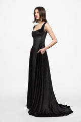 V-back velvet gown
