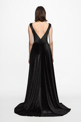 V-back velvet gown