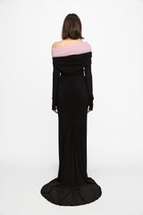 CROWN dress with pink off shoulder overlay