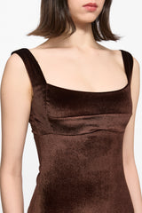 Brown Velvet Mermaid Evening Gown