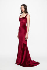 Wine Velvet Mermaid Evening Gown