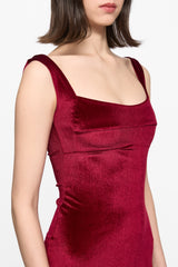 Wine Velvet Mermaid Evening Gown