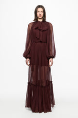 SILK Chiffon shirt dress in wine