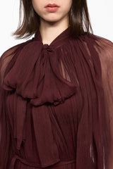 SILK Chiffon shirt dress in wine