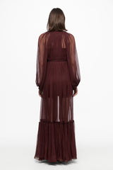 SILK Chiffon shirt dress in wine