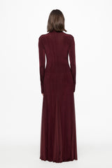 Wine maxi dress with tulle insertions
