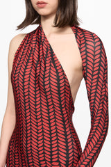 Printed one-shoulder maxi dress