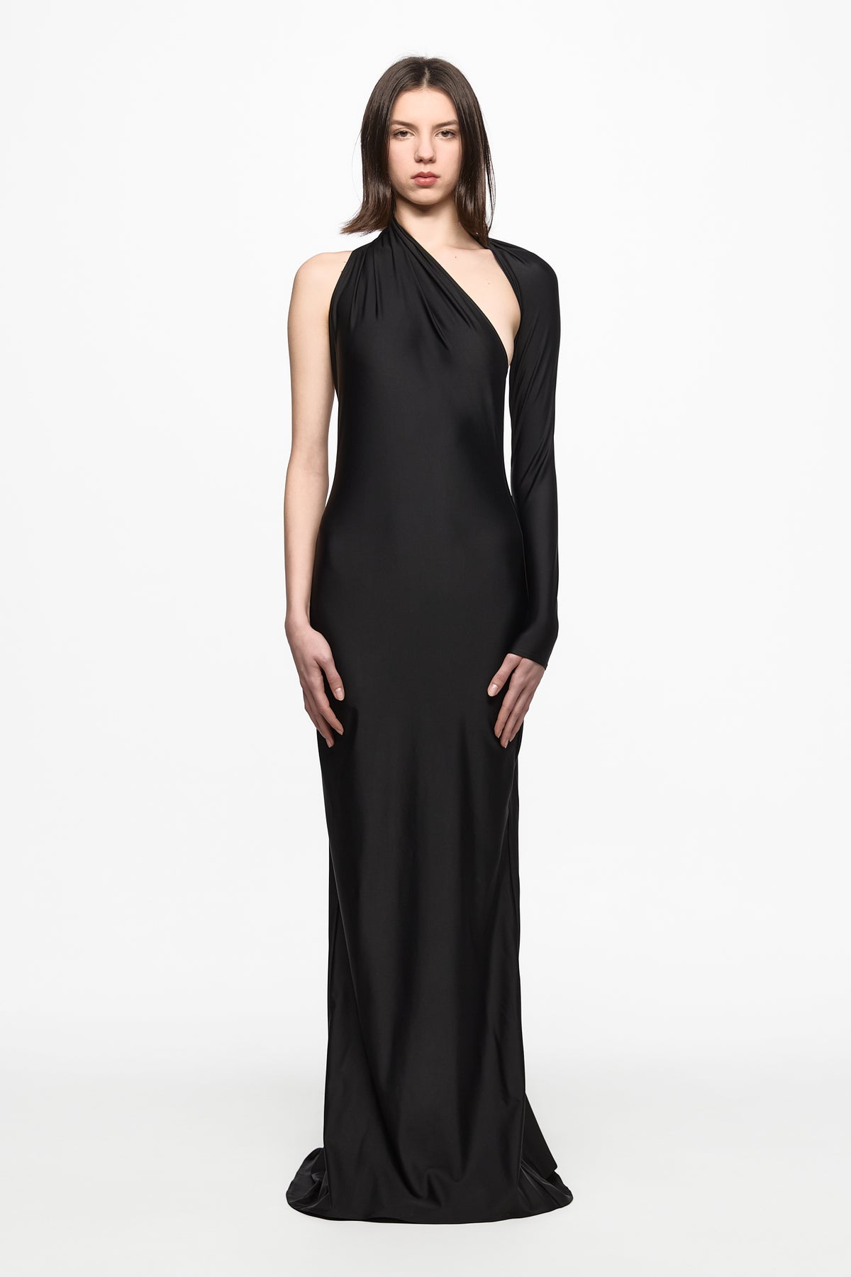 Black one-shoulder maxi dress