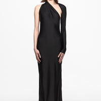 Black one-shoulder maxi dress