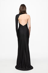 Black one-shoulder maxi dress