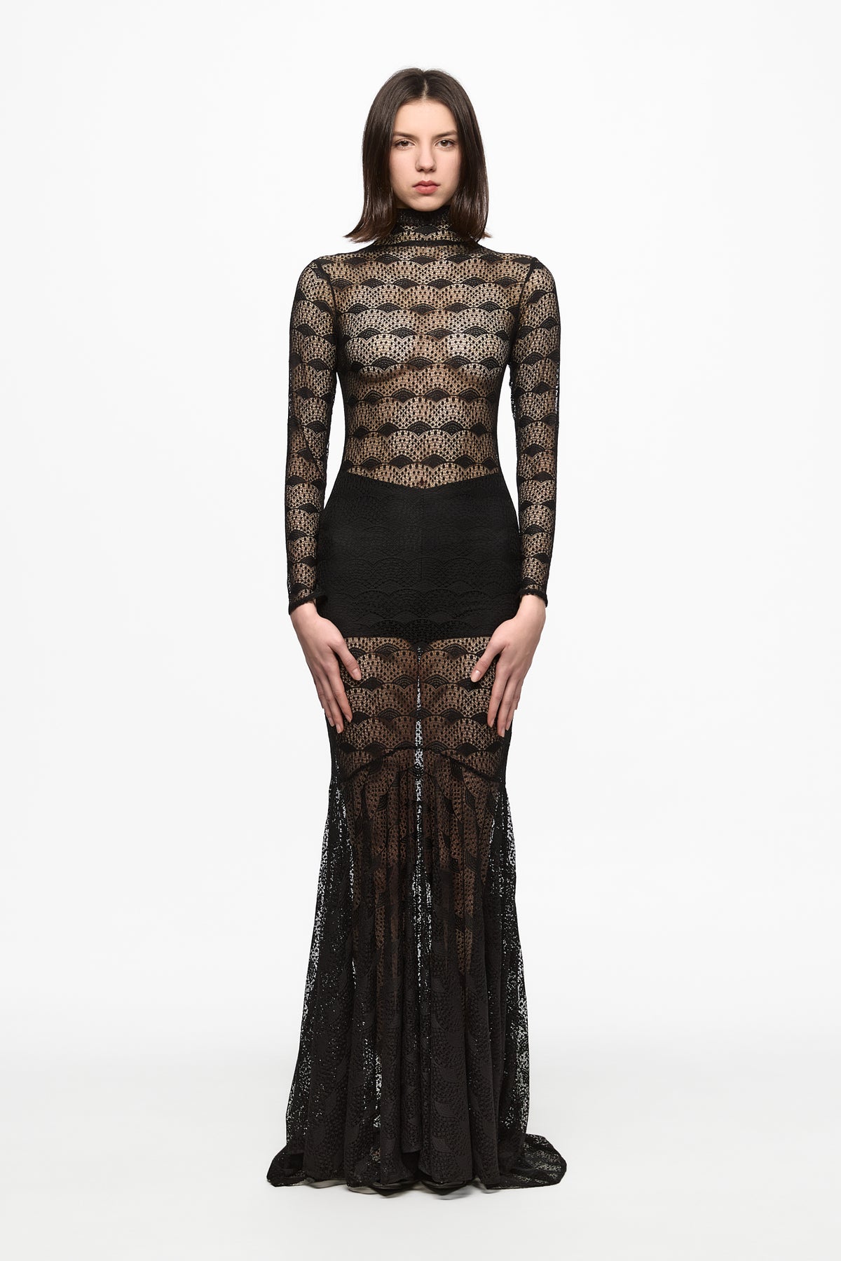 Black lace mermaid maxi dress