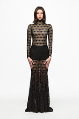 Black lace mermaid maxi dress