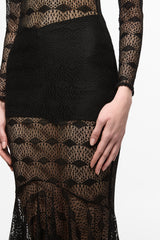Black lace mermaid maxi dress