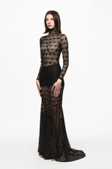 Black lace mermaid maxi dress