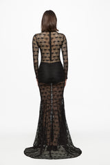 Black lace mermaid maxi dress