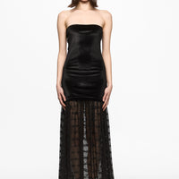 Black lace and velvet cold shoulders dress