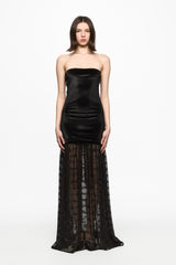 Black lace and velvet cold shoulders dress