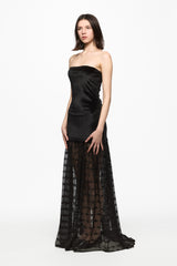 Black lace and velvet cold shoulders dress
