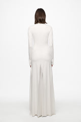 White maxi dress with tulle insertions