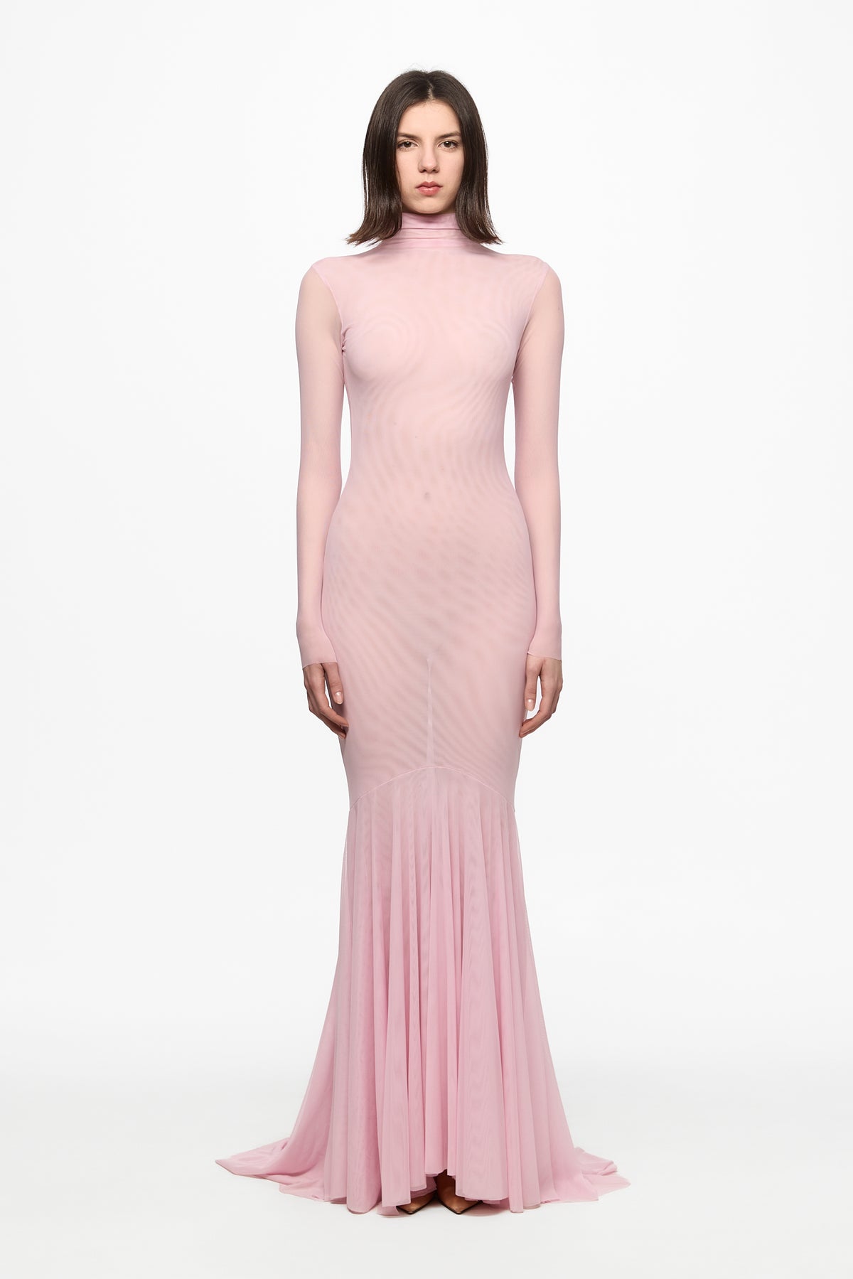 Pink mesh mermaid maxi dress
