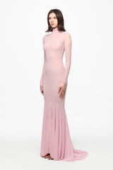 Pink mesh mermaid maxi dress