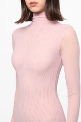 Pink mesh mermaid maxi dress