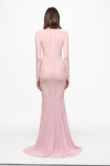 Pink mesh mermaid maxi dress