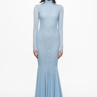Baby blue mesh mermaid maxi dress