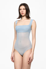 Baby blue mesh corset bodysuit