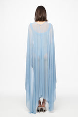Baby blue mesh bodysuit and cape set