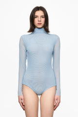 Baby blue high neck tulle bodysuit