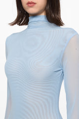 Baby blue high neck tulle bodysuit