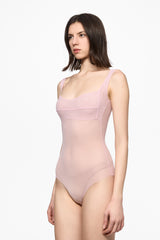 Pink mesh corset bodysuit