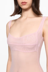 Pink mesh corset bodysuit