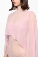 Pink mesh bodysuit and cape set