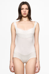 White sequin square neck bodysuit