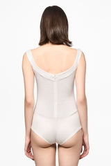 White sequin square neck bodysuit