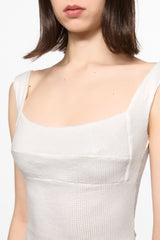 White sequin square neck bodysuit