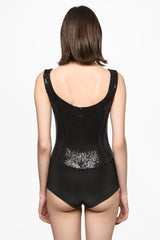 Black sequin square neck bodysuit