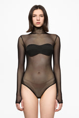 Mesh bodysuit with incorporated bra
