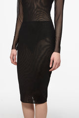 Black mesh bodysuit and skirt set