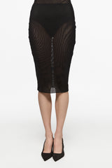 Black mesh midi skirt