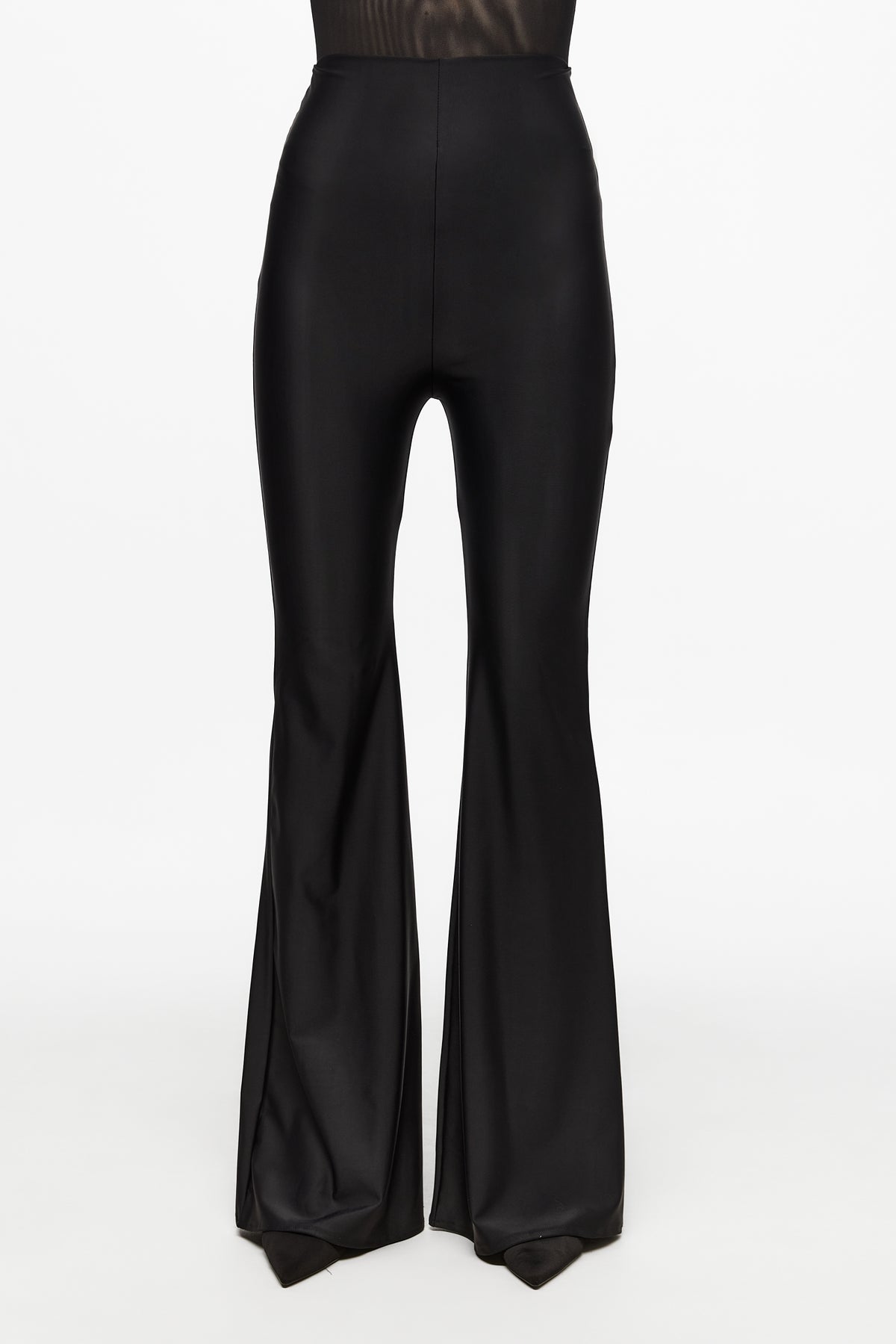 High-waist flared trousers