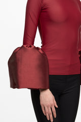 Wine high-neck bell-sleeve top