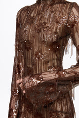 Long sleeved dress in chocolate brown
