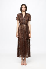 Midi sequin dress in chocolate brown