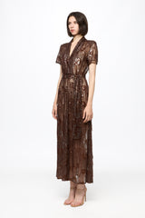Midi sequin dress in chocolate brown