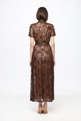 Midi sequin dress in chocolate brown