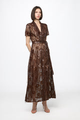 Midi sequin dress in chocolate brown
